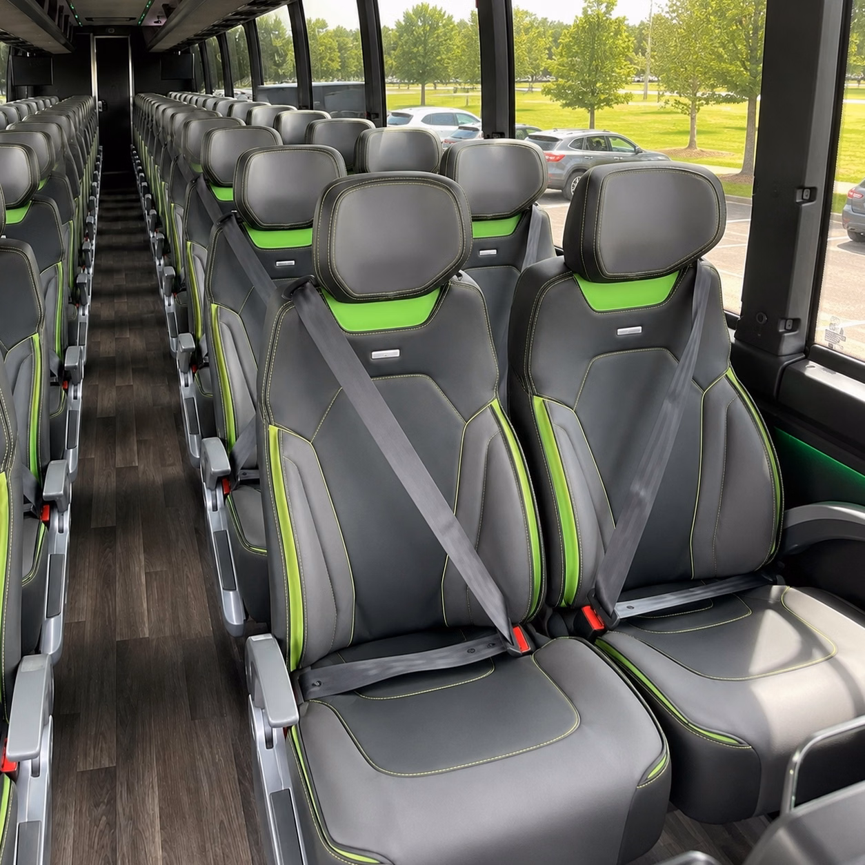 56 passenger charter bus inside